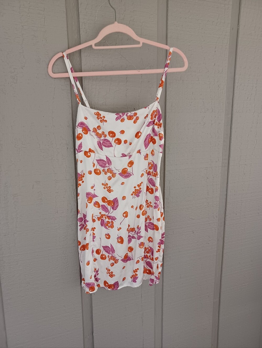 Reformation Jasmin Fruit Print Silk Mini Dress Size 4 Women Sleeveless Slit